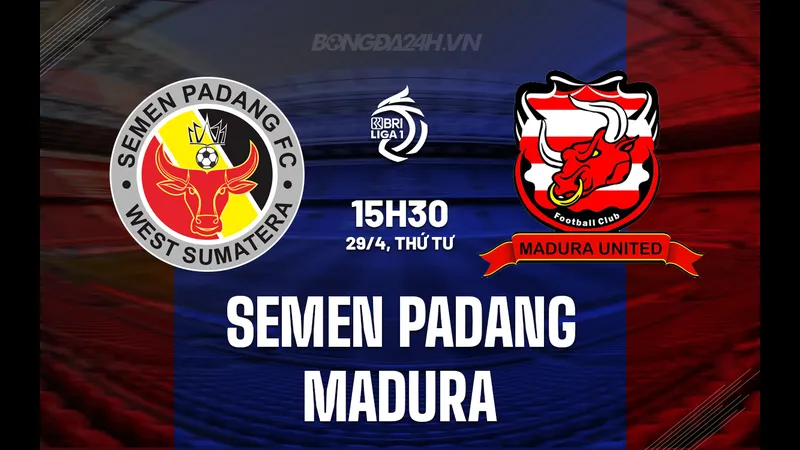Cầu thủ của Semen Padang và Madura United đối đầu trên sân cỏ Cầu thủ của Semen Padang và Madura United đối đầu trên sân cỏ